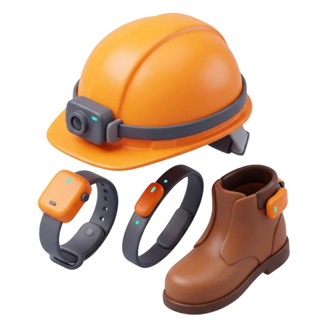 Hard hat with brim camera, wrist pod, arm band and boot heel clip